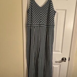 Xhilaration Teal and White Striped Jumpsuit